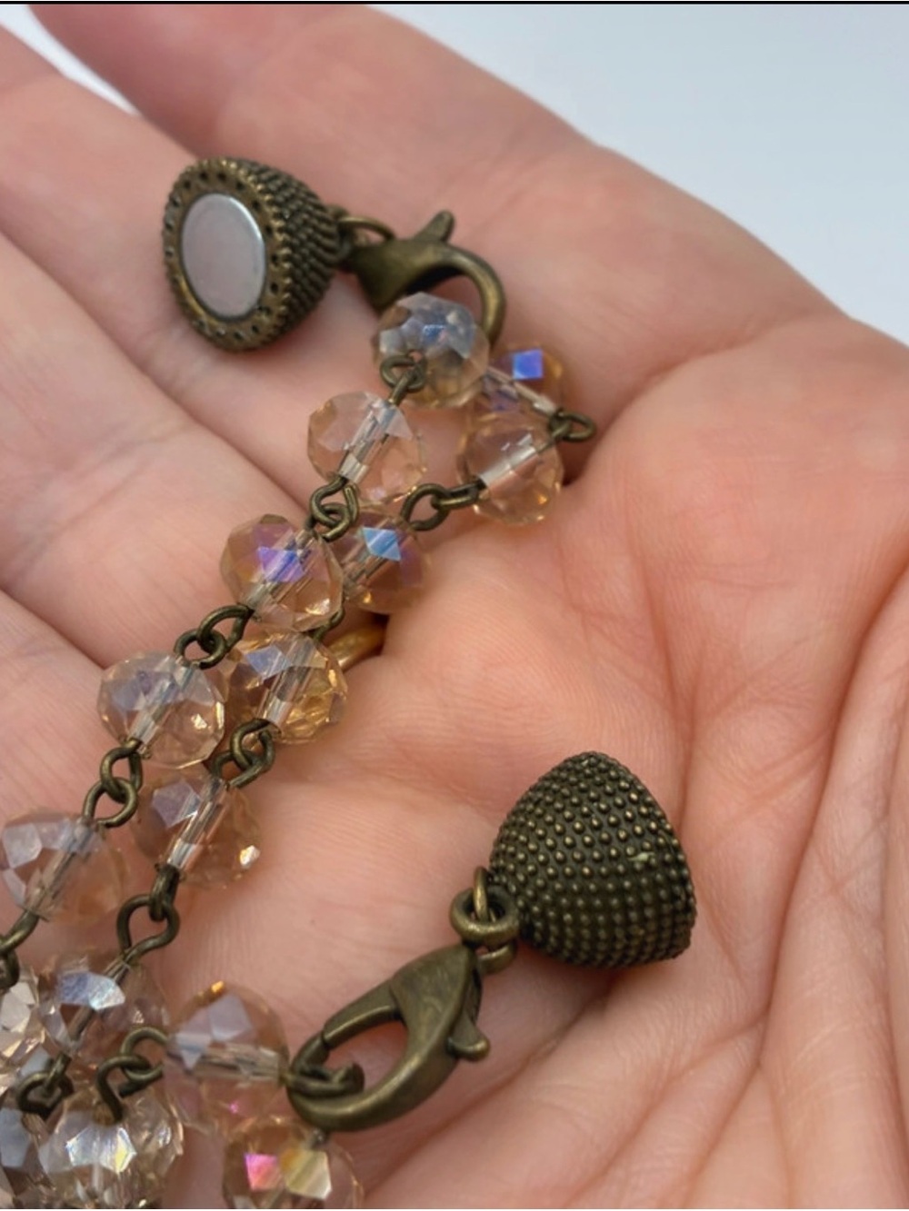 Katia Designs “I Choose Joy”Champagne Bead Necklace with Crystal Drop - Picture 3 of 4